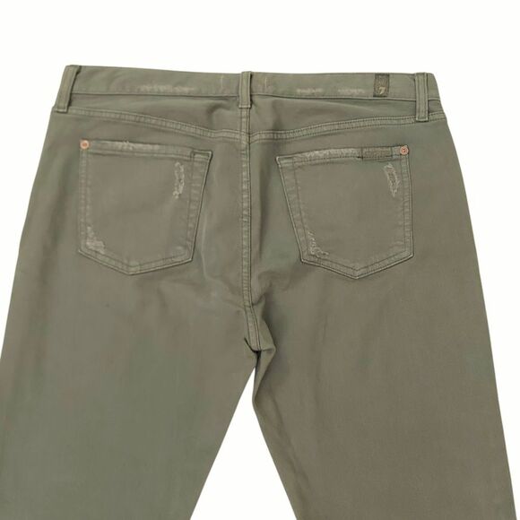 7 For All Mankind Jeans Womens 29 Green Slim Straight Stretch High Rise Denim - Picture 7 of 11